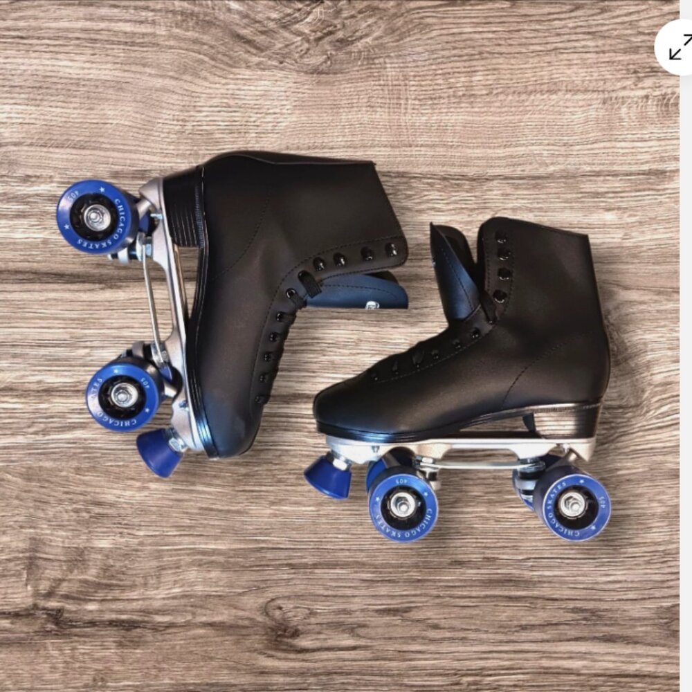 Roller Skates Mens Size 7 Chicago Leather Quad Lace-Up 405 Blue Wheels 8601K